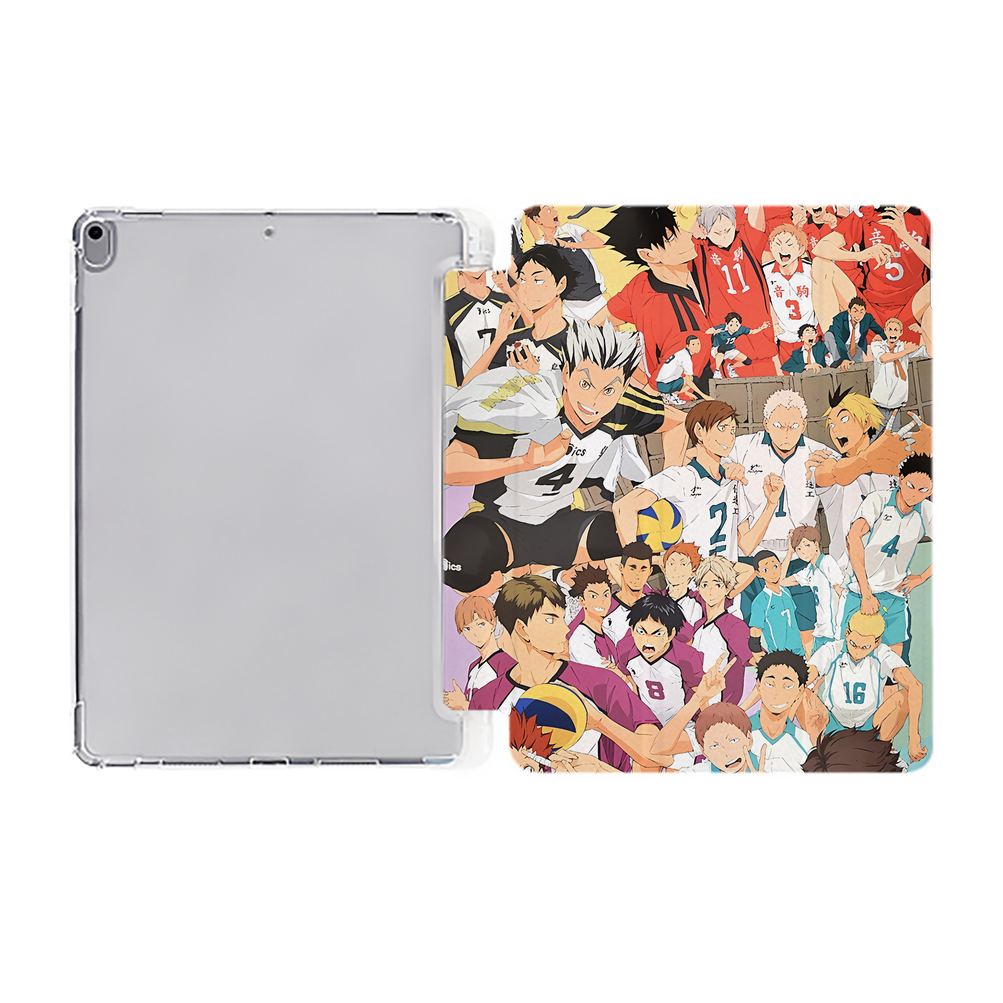 （画像用） ハイキュー!! Haikyu!! IPad ケース ペン収納付き 三つ折りスタンド PUレザー×シリコン 対応機種9.5/10.5/10.9インチ